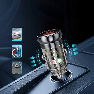 Полнач за автомобил Wozinsky 65W, USB C PD 65W, USB A QC 3.0, црн