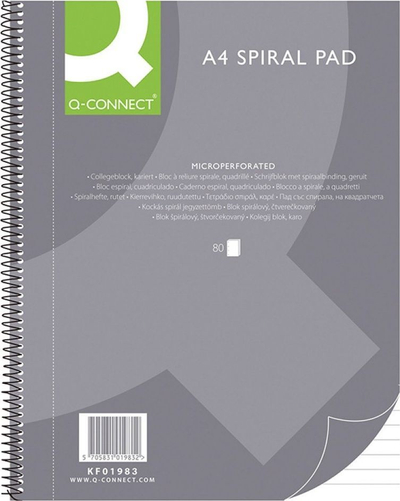 Fletore me spiralë Q-Connect A4, 80 fletë, vijëzuar