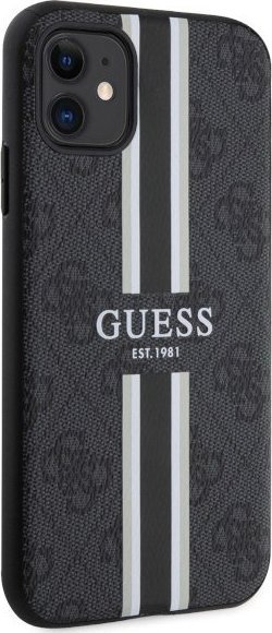Guaskë telefoni Guess Hardcase 4G Printed Stripes MagSafe për iPhone 11 XR, 6.1", e zezë