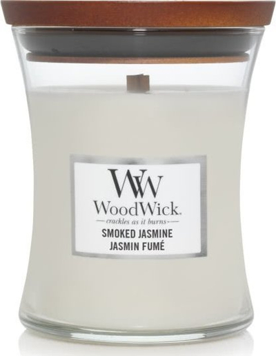 Qiri aromatik WoodWick Debenhams Manuka Nectar Medium Hourglass, fitil druri, aromë manukë dhe mjaltë
