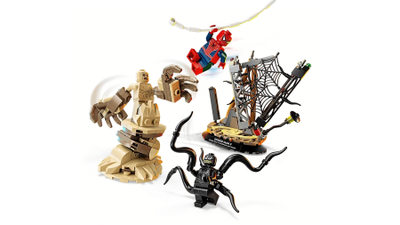 Set Lego Marvel 76334 Epic Battle Spider Man Vs Sandman, figura Spider Man Venom Sandman, për fëmijë 9+ vjeç, shumëngjyrësh