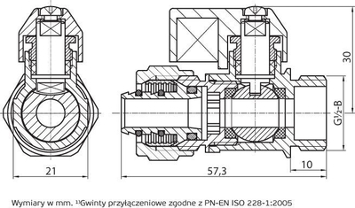 Valvul MINI Perfexim 1/2" me bashkim dhe morsetë Pex / AlPex (01-019-1000-001)