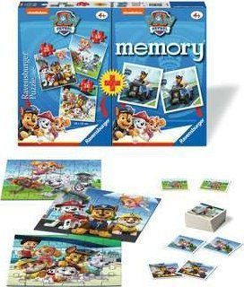 Set lojërash Ravensburger Multipack Paw Patrol, Memory dhe 3 puzzle, 25 pjesë, shumëngjyrësh