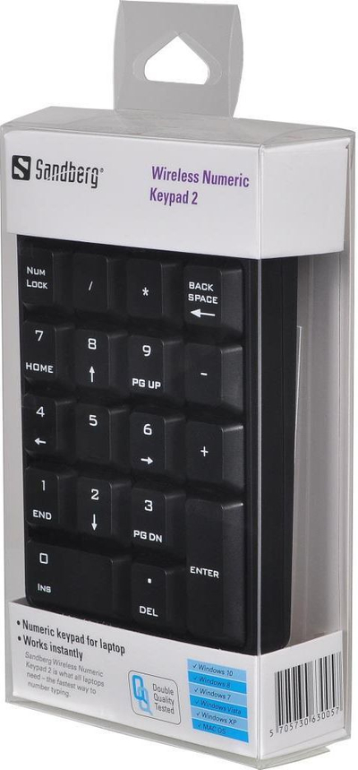 Tastierë Sandberg Keypad, numerike, wireless, US, e zezë