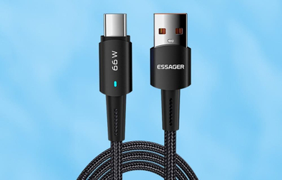 Kabllo karikimi Essager PD66W, USB A në USB Type C, 0.5m, e zezë