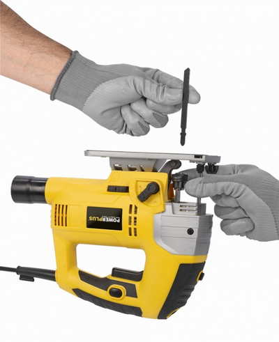 Вертикална електрична пила POWERPLUS Jigsaw, 810W, ласер, жолта