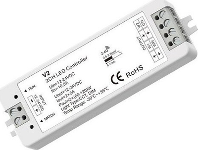 Kontroller LED V2, 12–24V, 2x5A, i bardhë