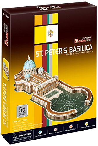 Puzzle 3D CubicFun C718H Bazilika e Shën Pjetrit, 56 pjesë, 36 cm, me ngjyra
