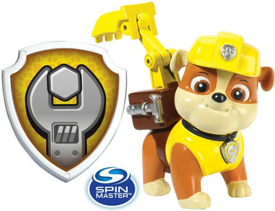 Lodër figurë Paw Patrol Rubble Action Pack Pup &amp; Badge, me badge, plastike, e verdhë