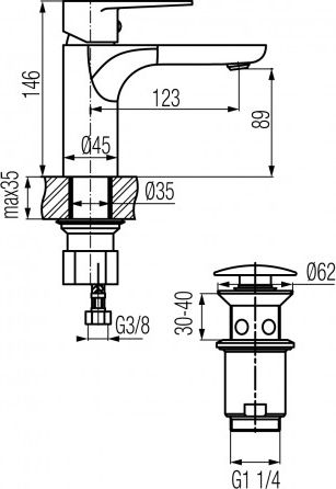 Rubinet lavamani DALI 2447200, me tapë automatike, krom