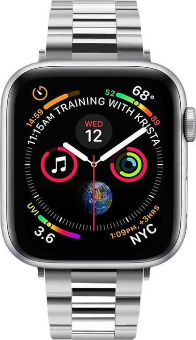 Rrip dore Spigen Modern Fit për Apple Watch 1 5, 38 40mm, metalik, argjendtë