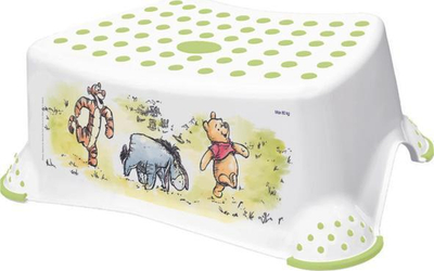 Скала за деца Keeeper Kids Step Stool Tomek Winnie, капацитет 80 kg, со гума против лизгање, бела со принт