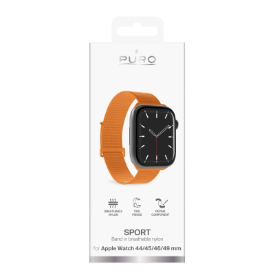 Rrip ore Puro Sport për Apple Watch, 44 45 46 49mm, material sportiv, portokalli
