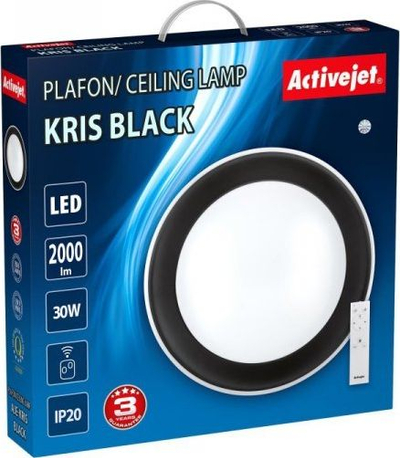 Plafonierë tavani Activejet KRIS BLACK, LED 30W, me telekomandë, e zezë