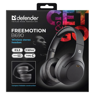 Kufje Defender Headphones 63690, me kabllo, mini jack 3.5mm, të zeza