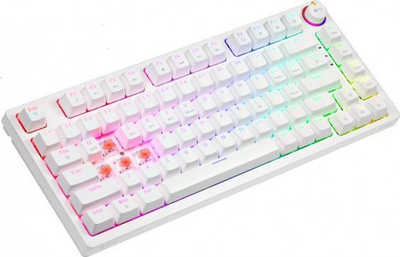 Tastierë SAVIO PHENIX Wireless Mekanike, 82 taste, RGB, e bardhë