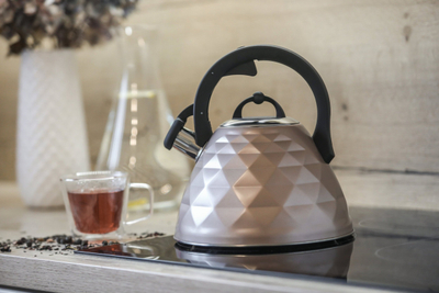 Ibrik çaji Berretti, 3L, i përshtatshëm për induksion dhe gaz, ari metalik