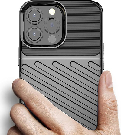 Kapak telefoni Hurtel Thunder Case për iPhone 13 Pro Max, TPU i butë, mbrojtje e forcuar, i zi