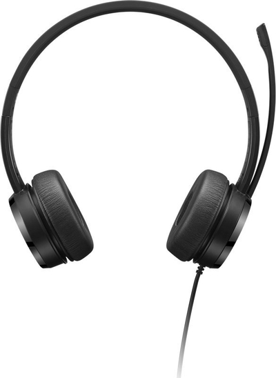 Kufje Lenovo stereo me mikrofon USB-A, me kabllo, me komandim në kabllo, të zeza