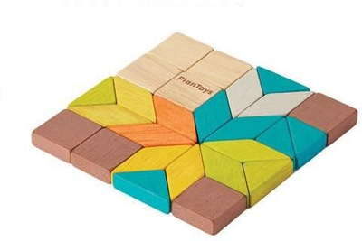 Blloqe mini mozaik Plan Toys, shumëngjyrëshe