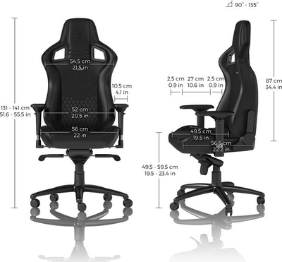 Karrige gaming noblechairs EPIC Real Leather, lëkurë natyrale, deri 120kg, e zezë