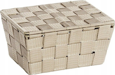 Shportë banjoje InnovaGoods Adria, me kapak, plastike, bezhë