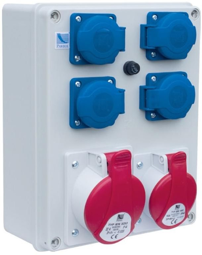 Kuti shpërndarëse Pawbol R-BOX 240, 2x16A 5P 400V, 4x250V, IP44, gri
