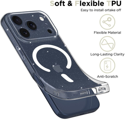 Mbështjellës telefoni Tech-Protect FlexAir MagSafe për iPhone 17 Pro Max, TPU, me shkëlqim, transparent
