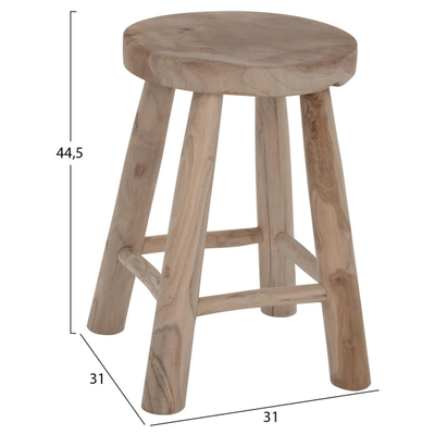 Stol Kont druri teak i shkurtër natyral Φ30×45 cm (HM9337)