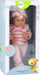 Kukull bebe me veshje, 39cm, pulovër me vija, rozë