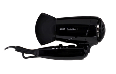 Tharëse flokësh Braun Satin Hair 1 HD 130 To Go, kompakte për udhëtim, 1200W, e bardhë