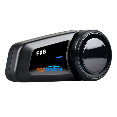 Interkom motoçiklete Fodsports FX6, paketim i dyfishtë, Bluetooth, i zi