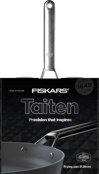 Tigan për skuqje Fiskars Taiten, 26 cm, alumin, i zi