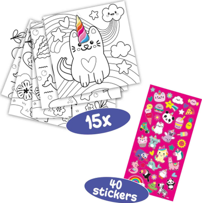 Liber ngjyrosjeje SES Creative 111 Unicorn, 15 faqe, 40 ngjitëse me shkëlqim, shumëngjyrësh