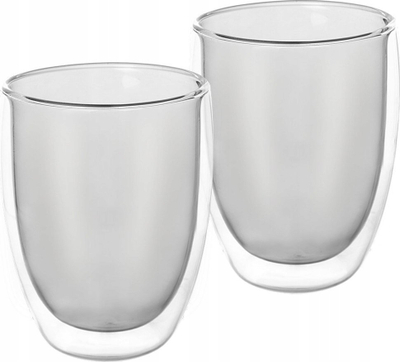 Set gotash termike Orion Double Walled Glass, 370 ml, 2 copë, transparente me nuancë të zezë