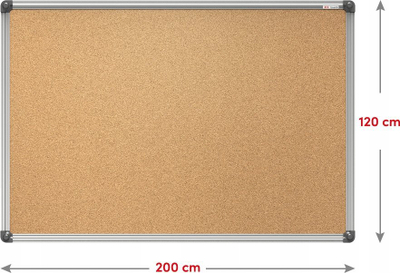 Tabelë njoftimesh ALLboards, tapë, kornizë alumini, 200x120 cm