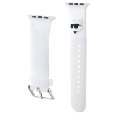 Rrip ore Karl Lagerfeld NFT Choupette për Apple Watch 42/44/45mm dhe Ultra, gome, i bardhë