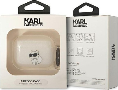 Kapak Karl Lagerfeld Protective Case Choupette për AirPods Pro, gjenerata 1, transparent, i bardhë