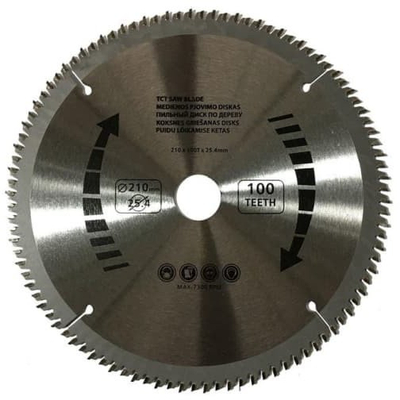 Teh rrethor për sharrë No Name CIRCULAR BLADE 210x25.4, 100 dhëmbë, metalik