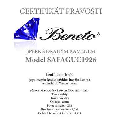 Beneto Exclusive Сребрени Обетки со Сафири SAFAGUC1926