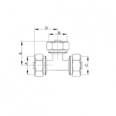 Përshtatës T PEX Screw Type 112, 20x16x16 mm, bronz i veshur me nikel