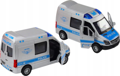 Lodër makinë policie metalike 1:32, drita dhe tinguj, dyer që hapen, blu