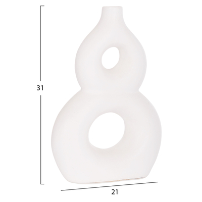 Vazo dekorative tavoline Fiorin HM4666.02S, terrakotë, 21x7.5x31 cm, e bardhë