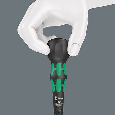 Kaçavidë slotted Wera Kraftform Ball-Grip 6.0, teh 150mm, dorezë ergonomike, jeshile e zezë
