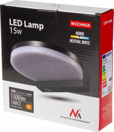 Aplice muri për jashtë Maclean MCE346GR, LED 15W, IP65, gri
