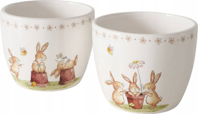 Vazo qeramike Charmy Easter Bunny, 8.5 cm, e bardhë, dekor