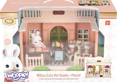 Shpi lodrash Woopie Miliya Cute Pet Family Florist, 18 pjesë, për kalamaj 3+, rozë
