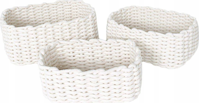 Set shporta magazinimi Today Woven Storage Baskets, 3 copë, pambuk, të bardha