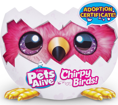 Lodër interaktive pelushi ZURU Pets Alive Chirpy Birds, elektronike, përsëritëse zëri, shumëngjyrëshe