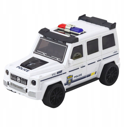 Makine policore lodër off road, me fërkim, me drita dhe tinguj, e bardhë